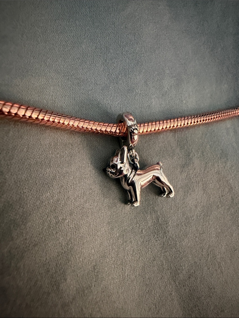 Silver French BullDog Dangle Charm - Picture 3 of 4